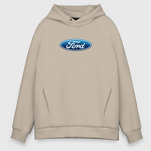 Мужское худи оверсайз Ford usa auto brend / Миндальный – фото 1