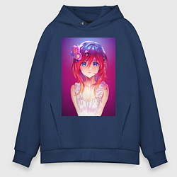 Толстовка оверсайз мужская Anime Girl refflex, цвет: тёмно-синий
