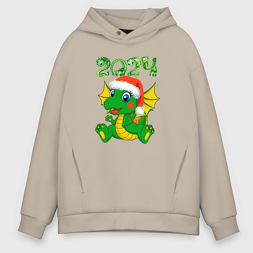 Мужское худи оверсайз Дракончик 20204 / Миндальный – фото 1