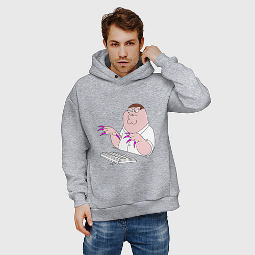 Мужское худи оверсайз Питер Гриффен с длинными ногтями / Меланж – фото 3