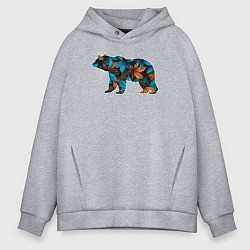 Толстовка оверсайз мужская Медведь в траве, цвет: меланж