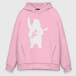 Толстовка оверсайз мужская Мишутка рокер, цвет: светло-розовый