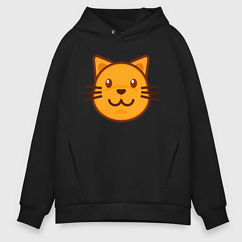 Мужское худи оверсайз Оранжевый котик счастлив / Черный – фото 1