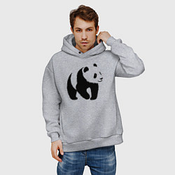 Толстовка оверсайз мужская Панда трафарет, цвет: меланж — фото 2