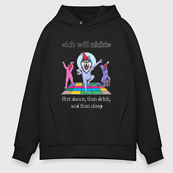Толстовка оверсайз мужская Ich will nicht - dance drink sleep, цвет: черный
