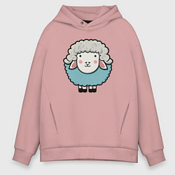 Толстовка оверсайз мужская Веселая милая овечка, цвет: пыльно-розовый