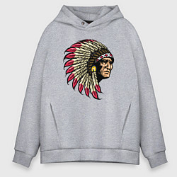 Толстовка оверсайз мужская Гордый индеец, цвет: меланж