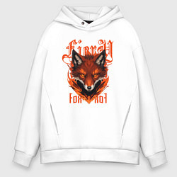 Толстовка оверсайз мужская Голова огненного лиса, цвет: белый