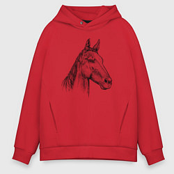 Толстовка оверсайз мужская Голова коня, цвет: красный