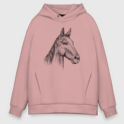Толстовка оверсайз мужская Голова коня, цвет: пыльно-розовый