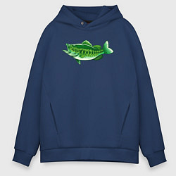 Толстовка оверсайз мужская Зелёная рыбка, цвет: тёмно-синий