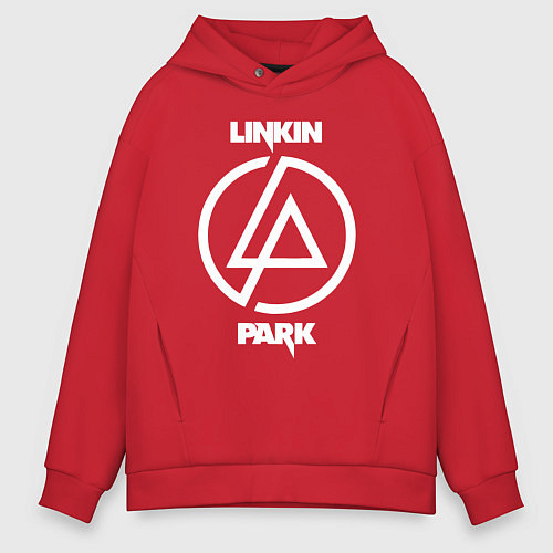 Мужское худи оверсайз Linkin Park logo / Красный – фото 1