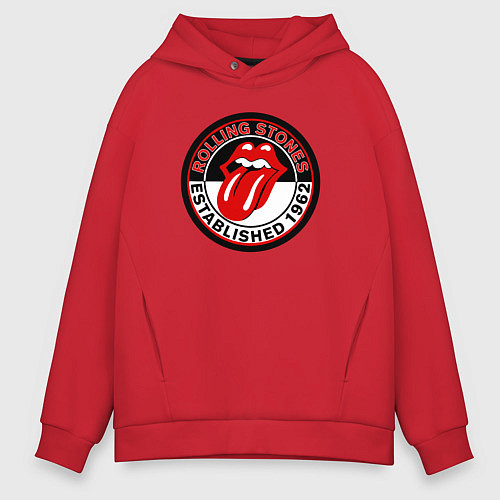 Мужское худи оверсайз Rolling Stones established 1962 / Красный – фото 1