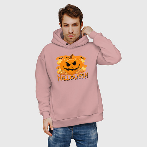 Мужское худи оверсайз Orange holiday halloween / Пыльно-розовый – фото 3