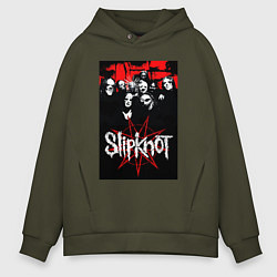 Толстовка оверсайз мужская Slipknot - all, цвет: хаки