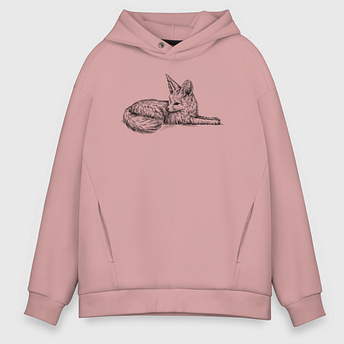 Мужское худи оверсайз Фенек лежит / Пыльно-розовый – фото 1