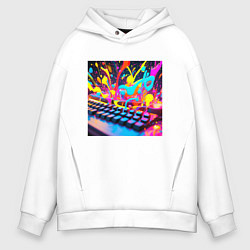 Толстовка оверсайз мужская Яркая клавиатура, цвет: белый