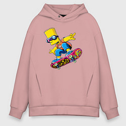 Толстовка оверсайз мужская Bart Simpson on a skateboard - extreme, цвет: пыльно-розовый