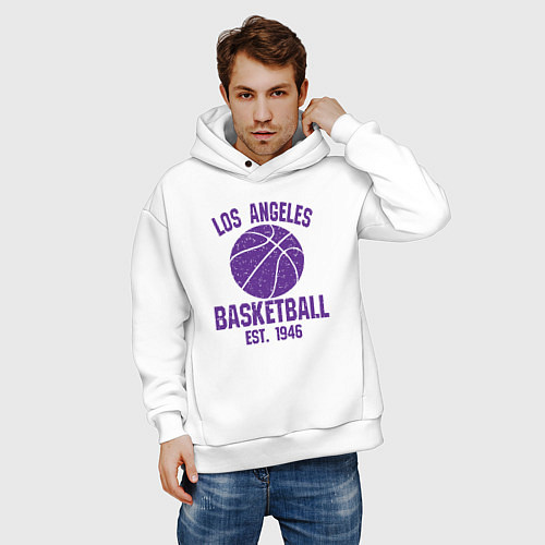 Мужское худи оверсайз Basketball Los Angeles / Белый – фото 3