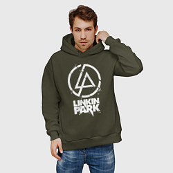 Толстовка оверсайз мужская Linkin Park - white, цвет: хаки — фото 2