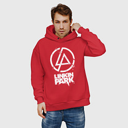Толстовка оверсайз мужская Linkin Park - white, цвет: красный — фото 2