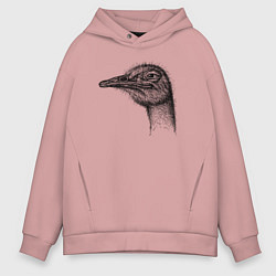 Толстовка оверсайз мужская Страус профиль, цвет: пыльно-розовый
