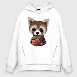 Толстовка оверсайз мужская Красная панда баскетболист, цвет: белый