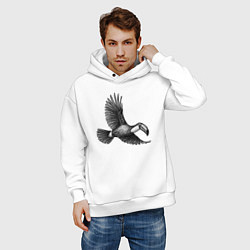 Толстовка оверсайз мужская Тукан в полёте, цвет: белый — фото 2