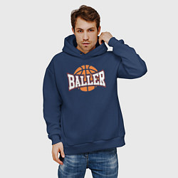 Толстовка оверсайз мужская Baller style, цвет: тёмно-синий — фото 2