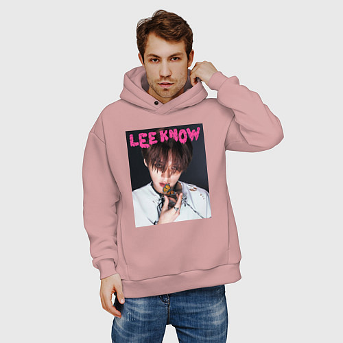 Мужское худи оверсайз Lee Know Rock Star Stray Kids / Пыльно-розовый – фото 3