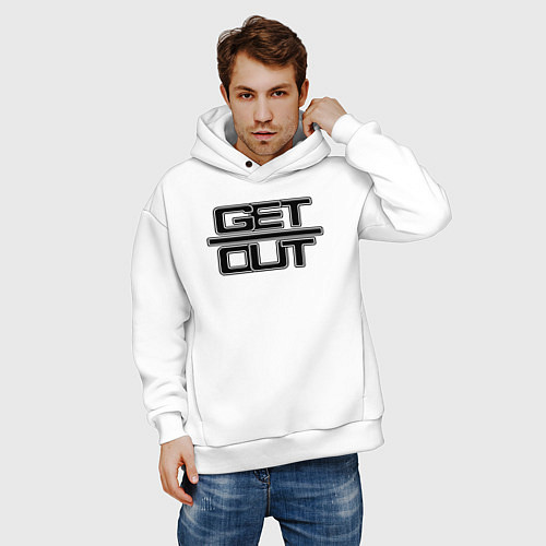 Мужское худи оверсайз Get out black / Белый – фото 3