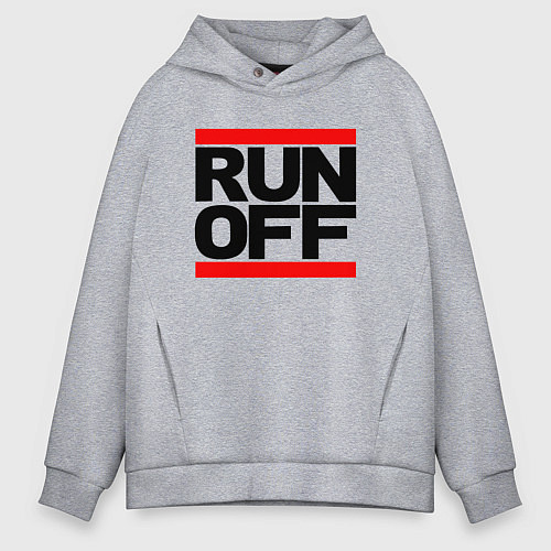 Мужское худи оверсайз Run off black / Меланж – фото 1