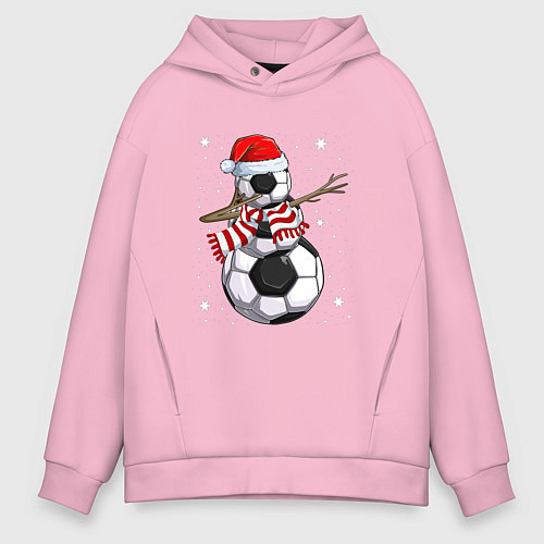 Мужское худи оверсайз Soccer snowman / Светло-розовый – фото 1