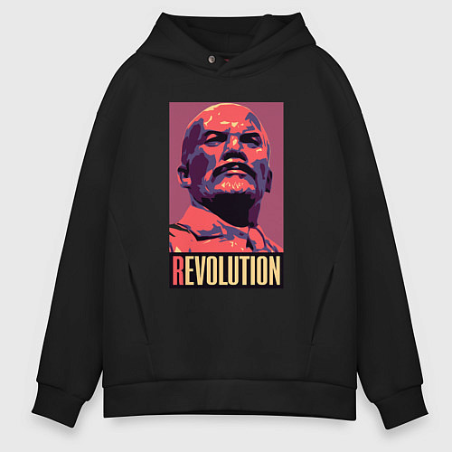 Мужское худи оверсайз Lenin revolution / Черный – фото 1