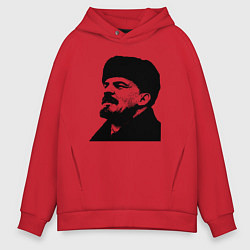 Толстовка оверсайз мужская Ленин в шапке, цвет: красный