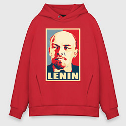Толстовка оверсайз мужская Владимир Ильич Ленин, цвет: красный