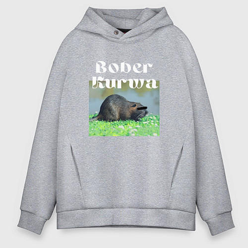 Мужское худи оверсайз Bober kurwa / Меланж – фото 1