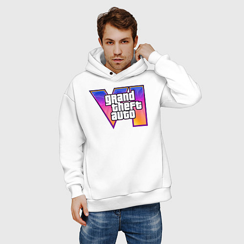 Мужское худи оверсайз GTA 6 art / Белый – фото 3