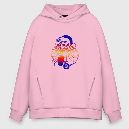 Мужское худи оверсайз Дед Мороз - портрет / Светло-розовый – фото 1