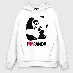 Толстовка оверсайз мужская I love panda, цвет: белый