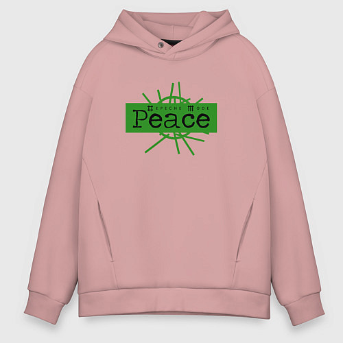 Мужское худи оверсайз Depeche Mode - Peace bk / Пыльно-розовый – фото 1