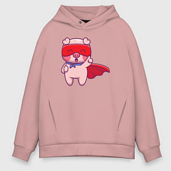 Толстовка оверсайз мужская Поросёнок супергерой, цвет: пыльно-розовый