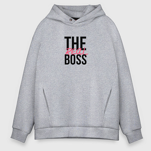 Мужское худи оверсайз The real boss / Меланж – фото 1