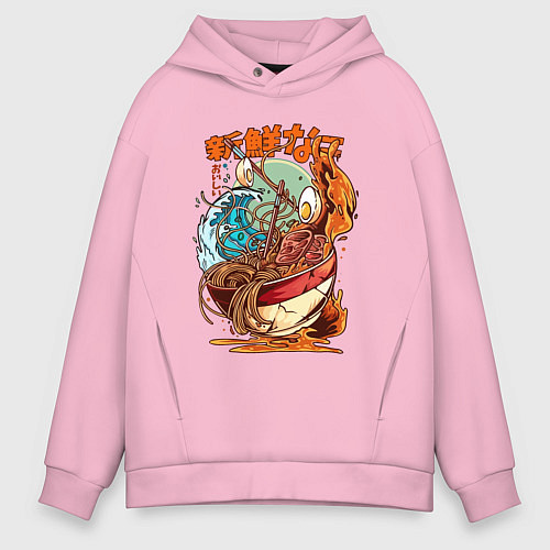 Мужское худи оверсайз Рамен японский суп / Светло-розовый – фото 1