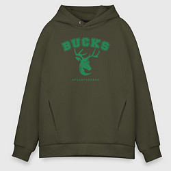 Толстовка оверсайз мужская Bucks fear the deer, цвет: хаки