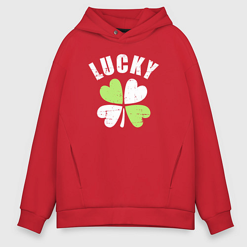 Мужское худи оверсайз Lucky day / Красный – фото 1