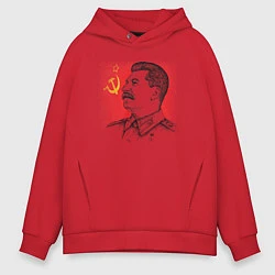 Толстовка оверсайз мужская Профиль Сталина СССР, цвет: красный