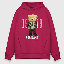 Толстовка оверсайз мужская Плюшевый медведь portland, цвет: маджента
