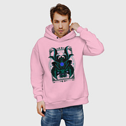Толстовка оверсайз мужская Хання шлем самурая, цвет: светло-розовый — фото 2