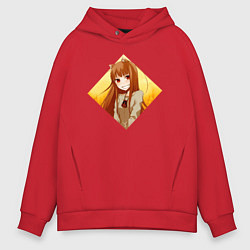 Толстовка оверсайз мужская Улыбка волчицы, цвет: красный